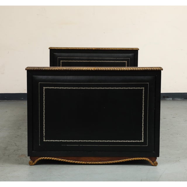 Maison Jansen Black Leather Daybed With Gilded Foliate Design For Sale - Image 9 of 18
