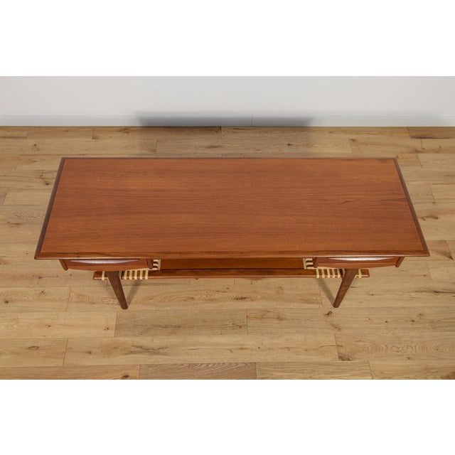 Mid-Century Teak & Rattan Coffee Table, Denmark, 1960s For Sale - Image 4 of 17