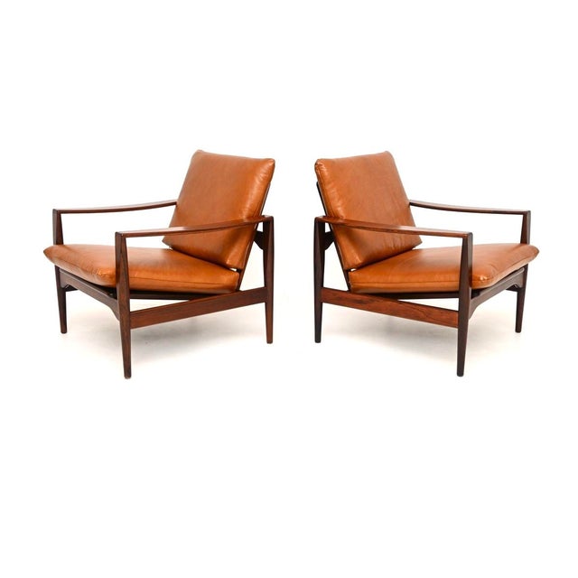 1960s Vintage Danish Leather Chairs by Niels Koefoed for Koefoeds Hornslet, 1960, Set of 2 For Sale - Image 5 of 11