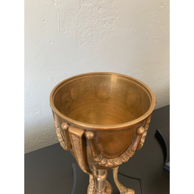 Mid 20th Century Mid 20th Century Brass Mantle Urns - A Pair For Sale - Image 5 of 9