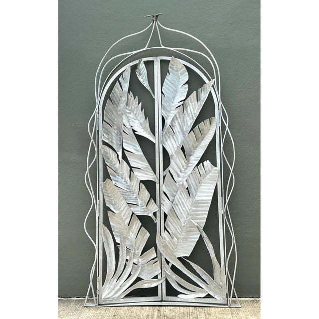 Metal Vintage Cut Aluminum Palm Frond Gates For Sale - Image 7 of 12