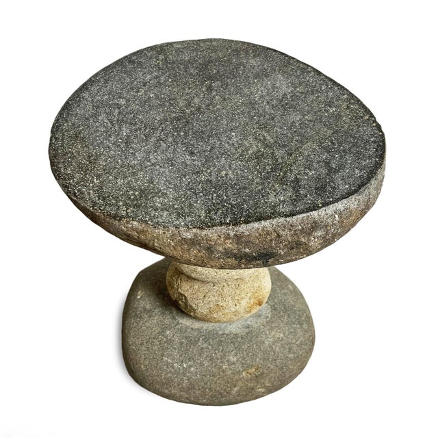 Outdoor Vintage River Rock Stack Stool Side Table For Sale - Image 4 of 5
