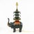 Vintage Hand-Painted Dark Green Elephant Lamp With Pagoda Design For Sale - Image 11 of 11