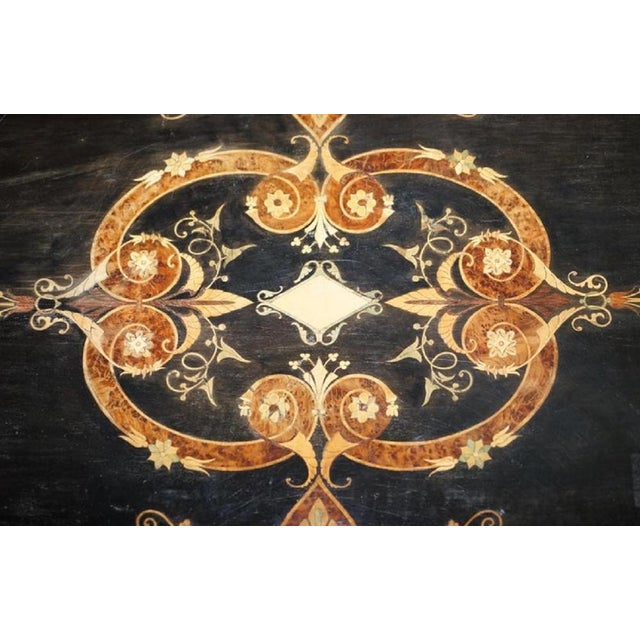 19th Century Louis Philippe Ebonised Marquetry Inlaid Bronze Extending Table For Sale - Image 16 of 17