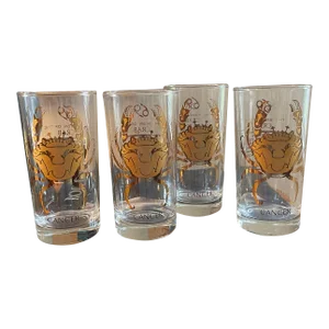 Vintage Zodiac Sign Cancer Tall Glasses - a Set of 4