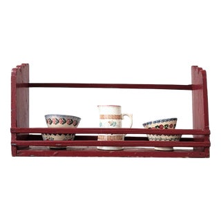 French Farmhouse Painted Wall Shelf For Sale