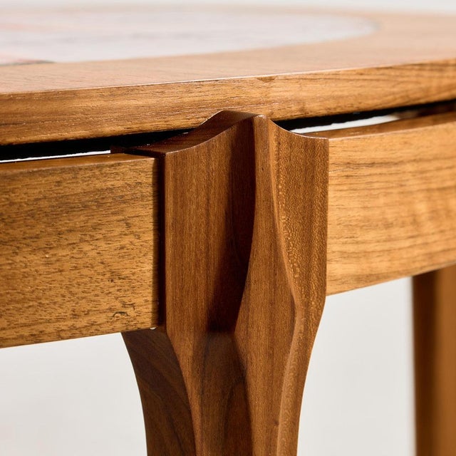 Wood Walnut Coffee Table with Ceramic Top, 1970s For Sale - Image 7 of 17