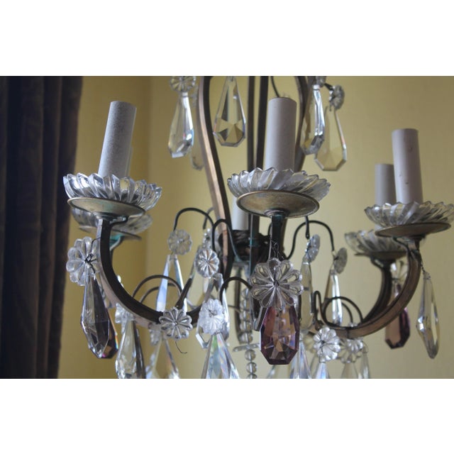 Bronze 1900-1910 French Louis XV Style Cut Crystal/ Bronze Cage Chandelier in the Style of Baccarat For Sale - Image 8 of 13