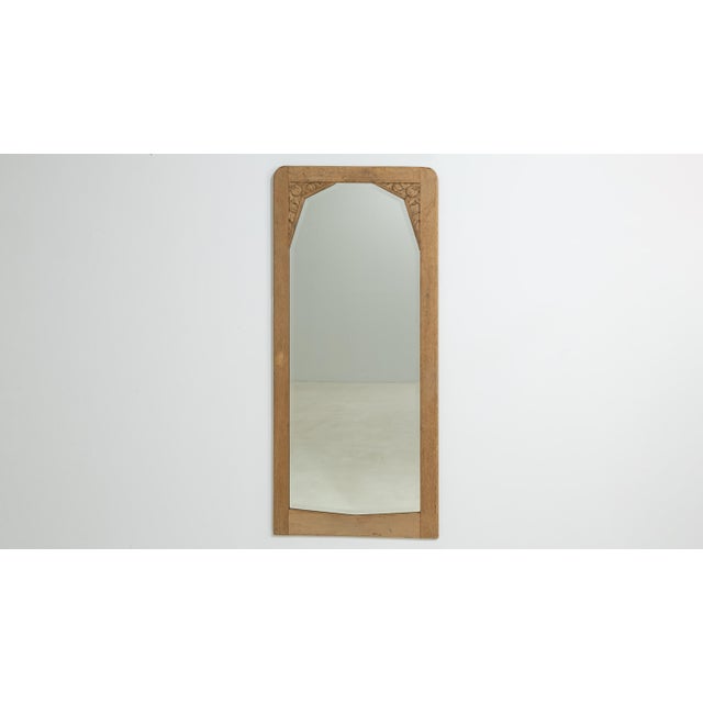1920s Circa 1920 French Art Nouveau Natural Wood Wall Mirror, Tall Format For Sale - Image 5 of 8