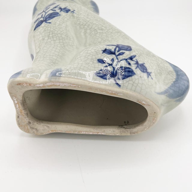 Mid 20th Century Delft Blue Style Crackle Glazed Staffordshire Dog Figure, Mid 20th Century Ceramic For Sale - Image 5 of 9