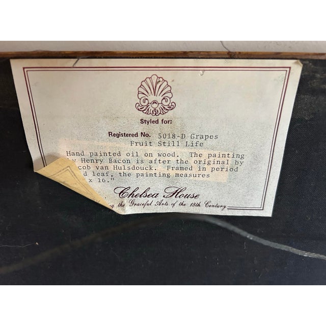 Paint Vintage Realistic Fruit Still Life Oil Painting on Wood Panel in Gold Leaf Frame For Sale - Image 7 of 7