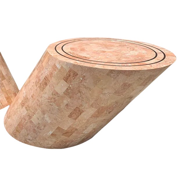 1980s Maitland-Smith Tessellated Stone Angular Pedestal For Sale