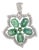 Contemporary 925 Silver Daisy Flower Pendant With Emerald & Diamond - Birthday Gift by Carat&her For Sale