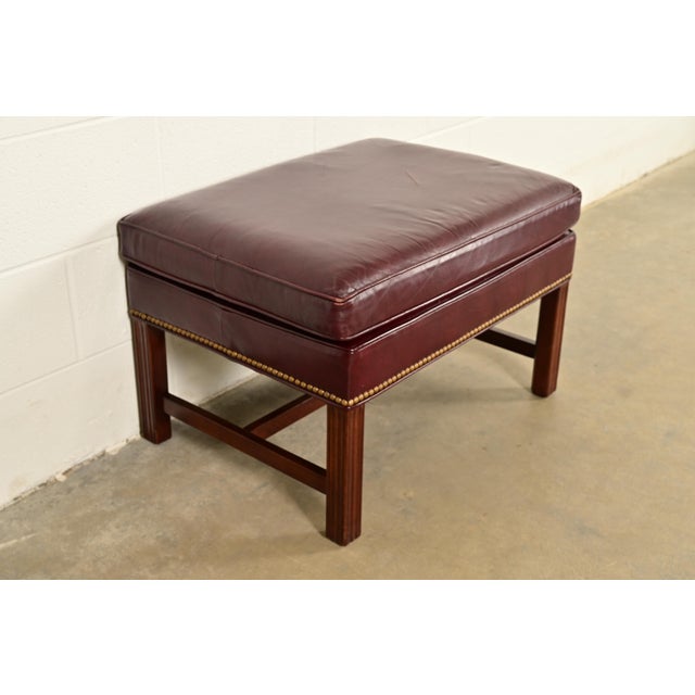 Hancock & Moore Hancock & Moore Chippendale Leather Ottoman For Sale - Image 4 of 11