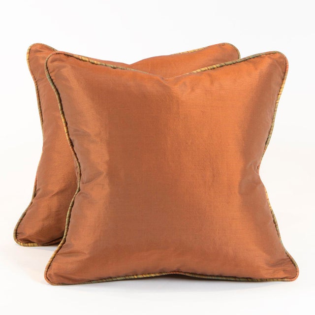 Copper Ribbed Silk Pillows Pair Chairish