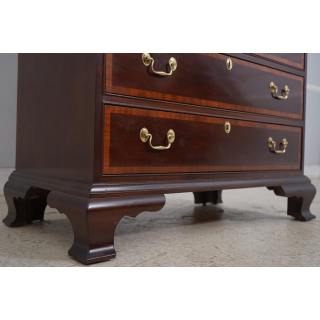 Councill Banded Mahogany High Chest of Drawers For Sale - Image 12 of 15