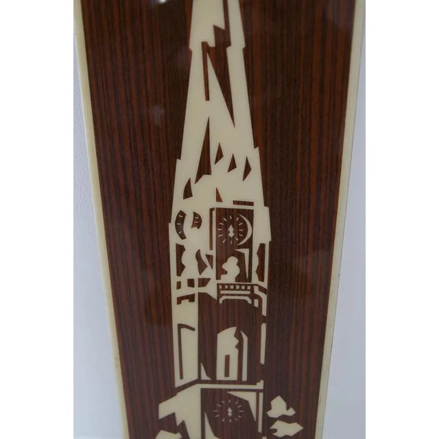 Wood Veneer Image of Church Tower, 1960s For Sale - Image 7 of 13