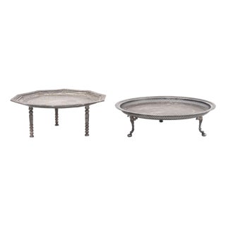 Moroccan Silver Plate Tea Tables, 2 For Sale