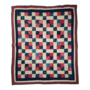 19th Century Four Patch Patriotic Crib Quilt