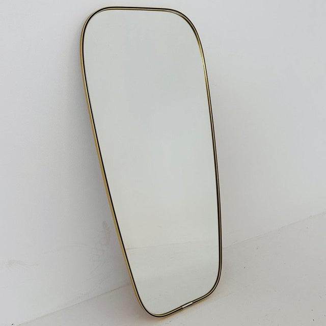 Mid-Century German Asymmetric Brass Wall Mirror, 1960s For Sale - Image 9 of 11