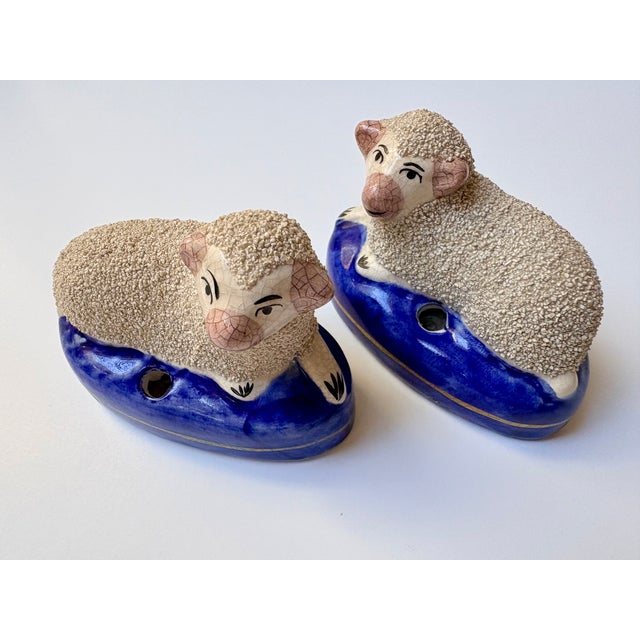 Mid 20th Century Pair of Antique Staffordshire Sheep For Sale - Image 5 of 10