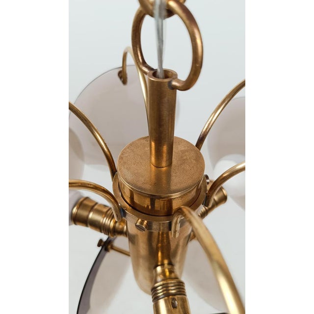 Vintage Chandelier in Brass with Smoked Bevelled Glass Discs from Sciolari, Italy, 1970s For Sale - Image 13 of 18