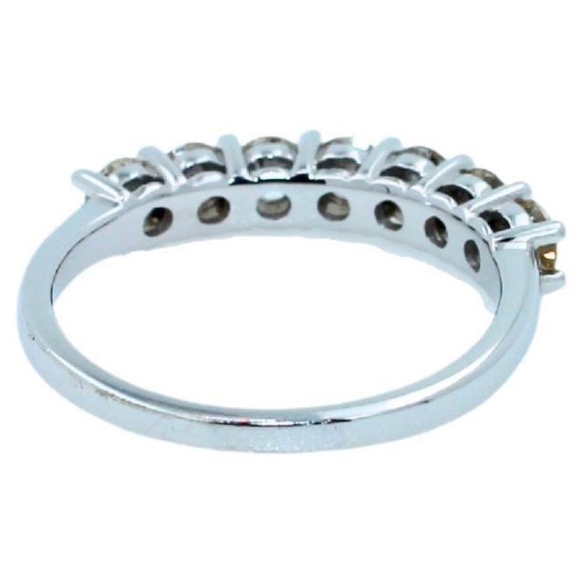 Diamond Classic Stack Eternity Wedding Anniversary Band 18 Karat White Gold Ring, Size 6.5 For Sale - Image 4 of 8