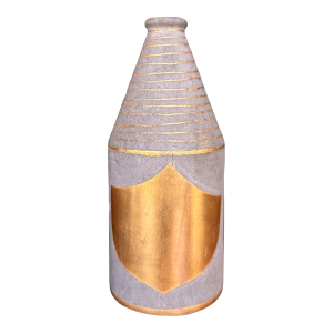 Waylande Gregory Glass Antique Old Spice Bottle With Stone Gray and Gold Metallic Glaze