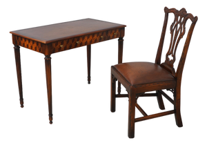 Theodore Alexander Mahogany Leather Desk & Chair