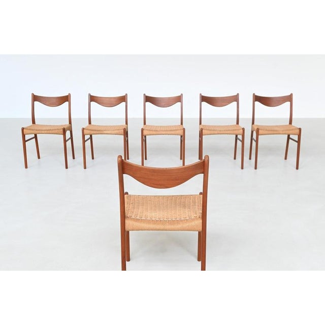 White Dining Chairs in Glyngore Teak from Arne Wahl Iversen, Denmark, 1960s, Set of 6 For Sale - Image 8 of 18