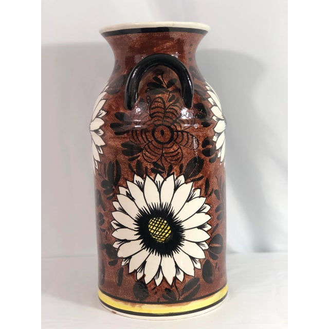 Beautiful Handpainted Stick Stand made in Spain. Wonderful period colors and daisy or sunflower imagery.