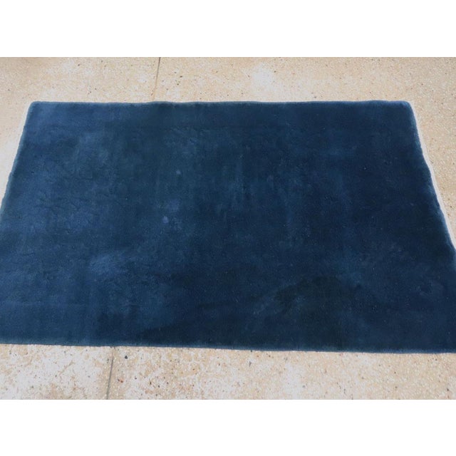 Mid 20th Century Galerie Shabab Collection Mid-20th Century Handmade Chinese Art Deco Throw Rug in Blue For Sale - Image 5 of 9