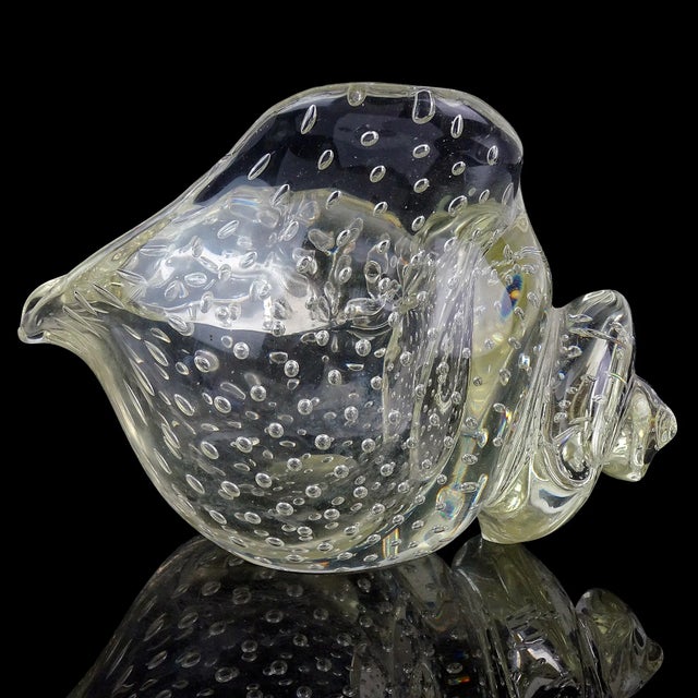 Transparent Antique Murano Seguso Vetri d'Arte Poli Italian Art Deco Glass Conch Seashell Figure Sculpture For Sale - Image 8 of 11