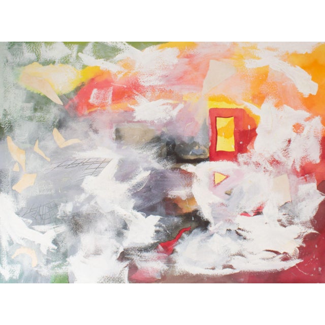 A mixed media painting with collage by the American artist Anthony Lewis Popcheff (1954-2000). This painting features an...