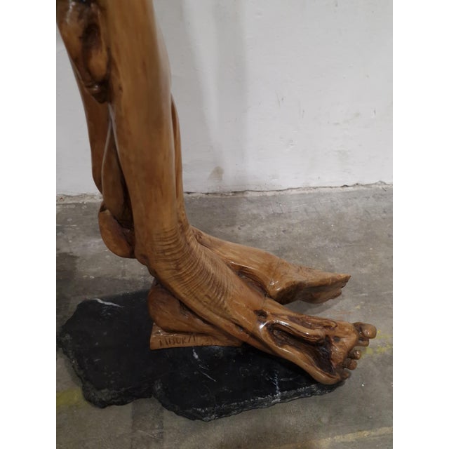 Tiburzi, Large Christ Sculpture, Olive Wood, 1920s For Sale - Image 16 of 18