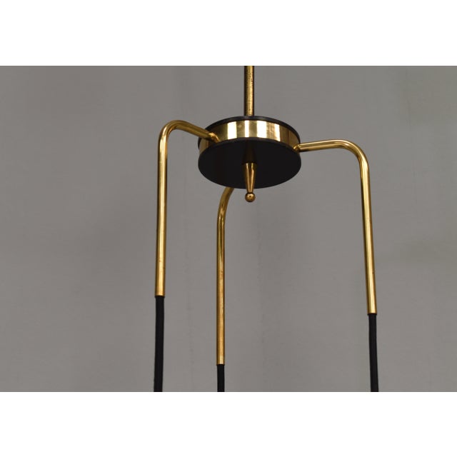 Stilnovo Pendant Light with Opaline Glass Shades & Brass, Italy, 1950s For Sale - Image 9 of 14