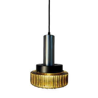 Hanging Lamp in Brown Glass and Metal For Sale
