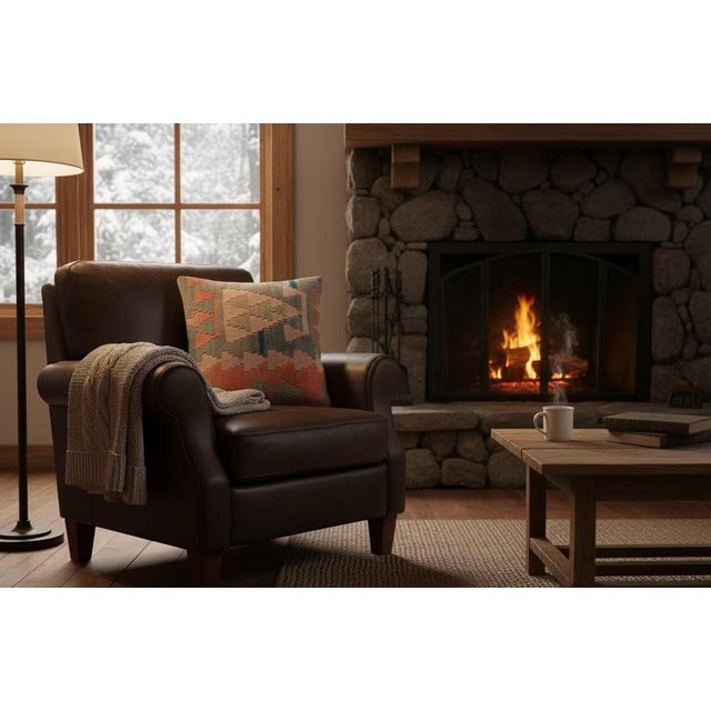 2020s Soft Pastel Kilim Pillow – 16x16 Vintage Handwoven Geometric Cover For Sale - Image 5 of 11