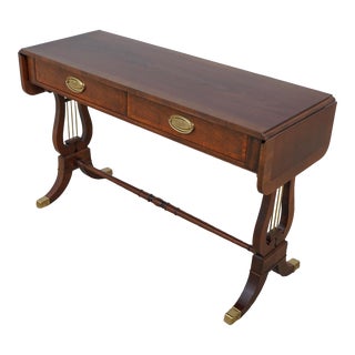 Baker Lyre Side Regency Mahogany Sofa Table For Sale