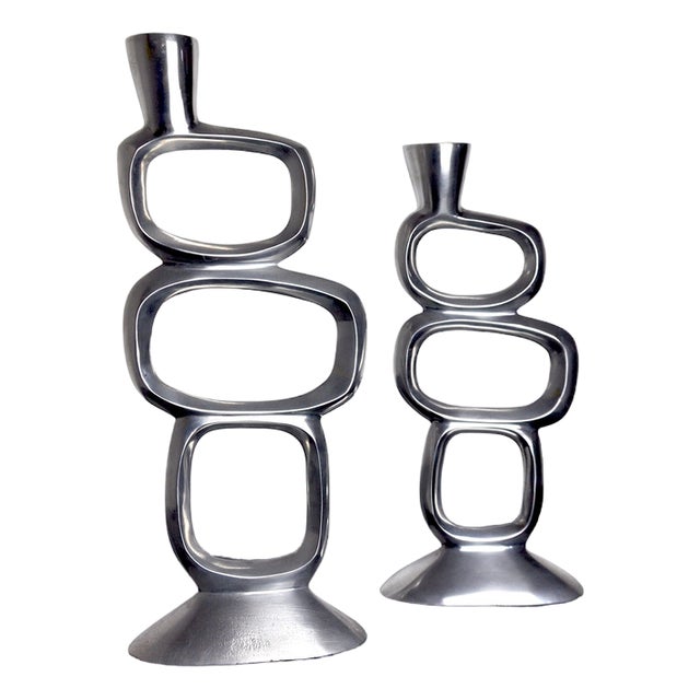 Circle Candlesticks attributed to Matthew Hilton, England, 1980s, Set of 2 For Sale