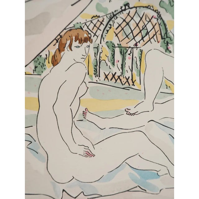 Modern Léonard Tsuguharu Foujita, Nude in the Countryside, Original Engraving For Sale - Image 3 of 7