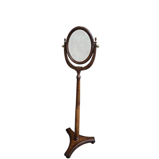 Antique Style Adjustable Pedestal Cheval Shaving Mirror For Sale In Chicago - Image 6 of 7