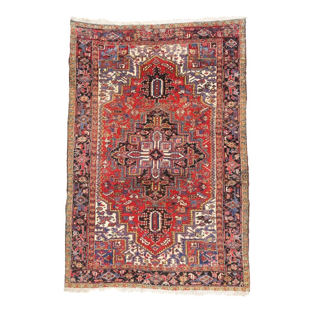Antique Persian Heriz Rug, 07'03 X 10'06 For Sale