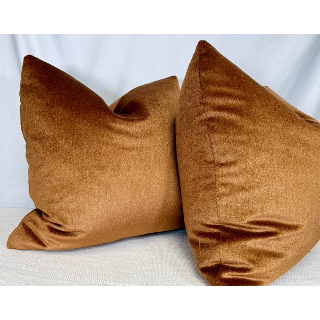 Transitional Copper Mohair 22" Pillows-a Pair For Sale - Image 3 of 3