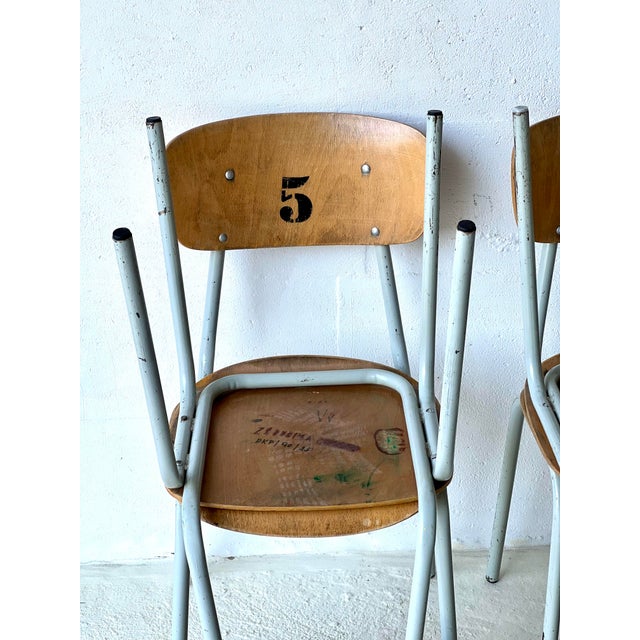 Vintage School Chairs, 1970s, Set of 6 For Sale - Image 9 of 18