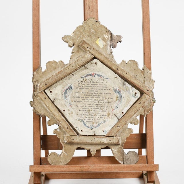 Carved Altar Card in Lacquered Wood Frame, 18th Century For Sale - Image 12 of 18