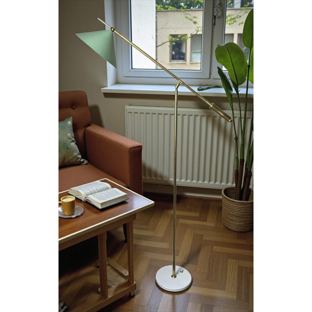 Mid 20th Century Italian Adjustable Brass Floor Lamp With Stone Base For Sale - Image 17 of 18