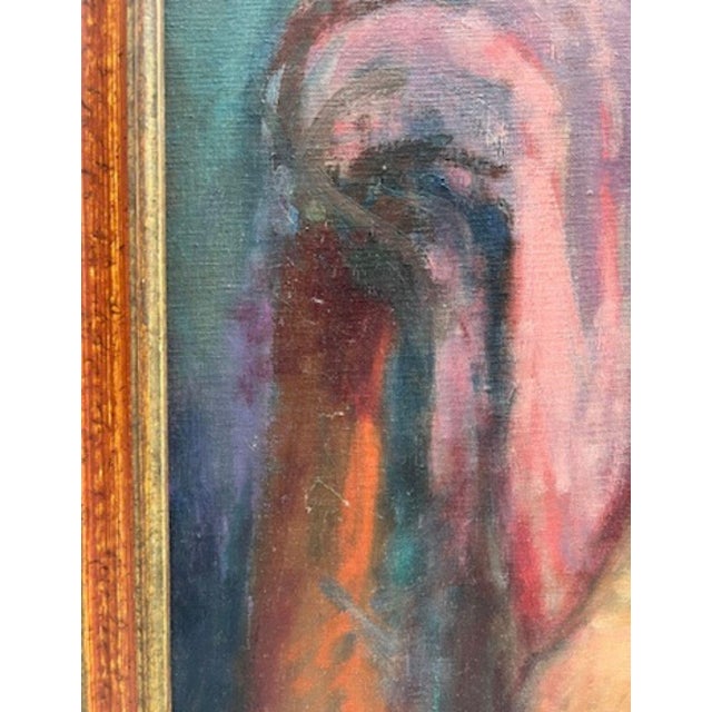 Brick Red Vintage Framed Acrylic Painting of Nude, Signed Hal Frater For Sale - Image 8 of 12