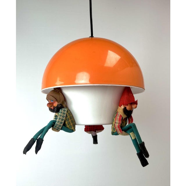 Vintage Children's Room Hanging Lamp with Dwarfs, 1970s For Sale - Image 11 of 15