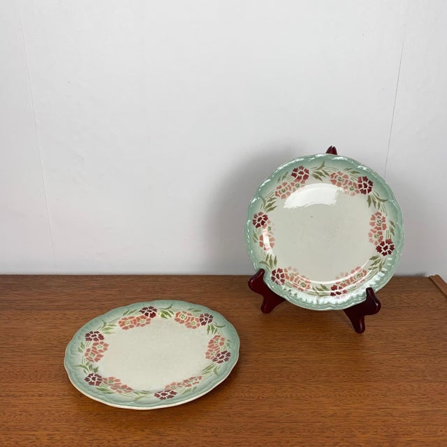Choisy Le Roi Plates in Earthenware with Floral Motif, Late 19th Century, Set of 2 For Sale - Image 10 of 10